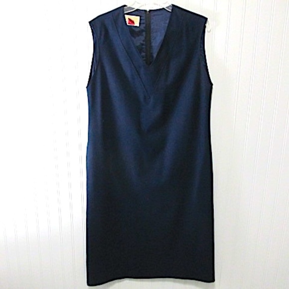 VTG Pendleton Blue Sleeveless Shift Wool Dress, Size L - Picture 1 of 6